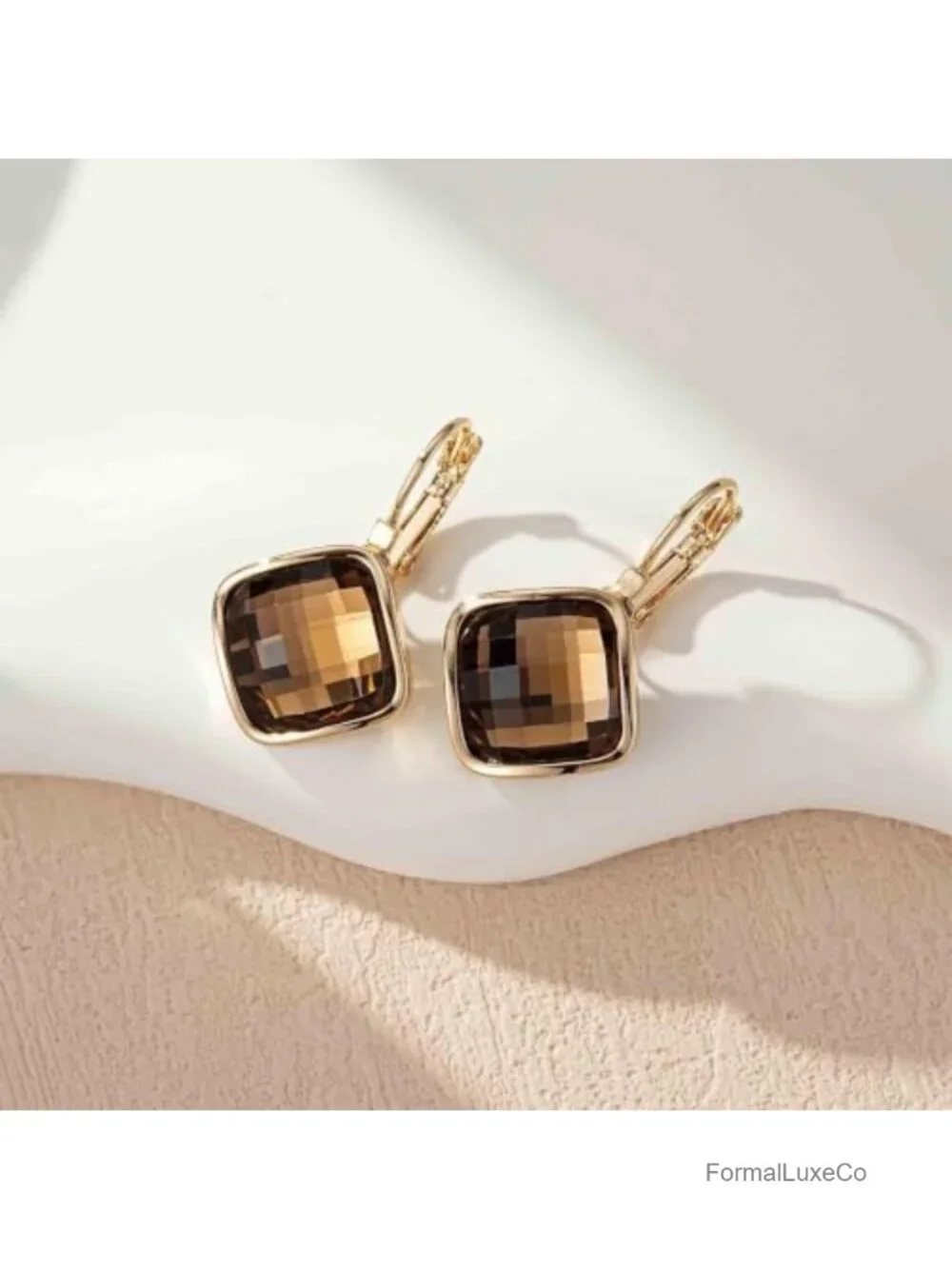 14K Gold Plated Austrian Crystal Leverback Drop Earrings